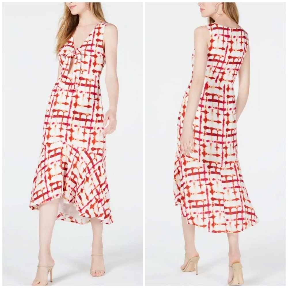 Leyden Tie Dye Front Slit Maxi Dress Red Medium